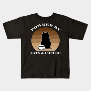 POWRED BY CATS AND COFFEE Kids T-Shirt